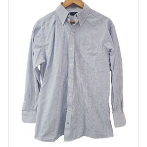 Tommy Hilfiger Blue Pinstripe Classic Button Down Dress Cotton Shirt Sz 15.5 (M)